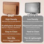 Sapviao Teak Wood Cutting Board Solid Unibody Design One Piece Ultra Durable Knife Friendly Wooden Chopping Board with DeepJuice Grooves Built in Handles for Kitchen Vegetables Meat 13 X 8.7 IN