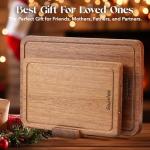 Sapviao Teak Wood Cutting Board Set Solid Unibody Design One Piece Durable Knife Friendly Wooden Chopping Board with DeepJuice Grooves Built in Handles for Kitchen Meat 16.9 X 11.8 &11.8 X 7.9 IN