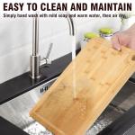 Sentk 3Pcs Bamboo Cutting Boards for Kitchen,Wooden Cutting Boards with Juice Grooves,Built-in Handles & Hanging Holes,Knife Friendly,Ideal for Chopping Meat、Vegetables and Fruit Serving，Kitchen Gift