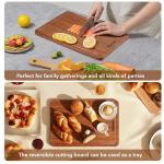 Sapviao Teak Wood Cutting Board Solid Unibody Design One Piece Ultra Durable Knife Friendly Wooden Chopping Board with DeepJuice Grooves Built in Handles for Kitchen Vegetables Meat 12 X 8 IN