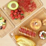 Sentk 3Pcs Bamboo Cutting Boards for Kitchen,Wooden Cutting Boards with Juice Grooves,Built-in Handles & Hanging Holes,Knife Friendly,Ideal for Chopping Meat、Vegetables and Fruit Serving，Kitchen Gift