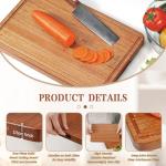 Relxinke Solid Teak Wood Cutting Board One Piece Non Glued Large Thick Crack Resistant Wooden Chopping Board with DeepJuice Grooves Built in Handles for Kitchen Meat Vegetables Chese 15.8 X 11 Inch