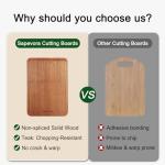 Sapevora Solid Teak Wood Cutting Board Set One Piece Non Glued Large Thick Crack Resistant Wooden Chopping Board with DeepJuice Grooves Built in Handles for Kitchen Meat Vegetable 15x10.2&11.8X7.9 IN