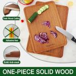 Sapevora Solid Teak Wood Cutting Board Set One Piece Non Glued Large Thick Crack Resistant Wooden Chopping Board with DeepJuice Grooves Built in Handles for Kitchen Meat Vegetable 15x10.2&11.8X7.9 IN