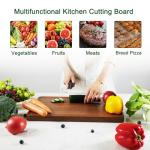 Sapevora Solid Teak Wood Cutting Board Set One Piece Non Glued Large Thick Crack Resistant Wooden Chopping Board with DeepJuice Grooves Built in Handles for Kitchen Meat Vegetable 15x10.2&11.8X7.9 IN
