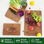 Sapevora Solid Teak Wood Cutting Board Set One Piece Non Glued Large Thick Crack Resistant Wooden Chopping Board with DeepJuice Grooves Built in Handles for Kitchen Meat Vegetable 15x10.2&11.8X7.9 IN