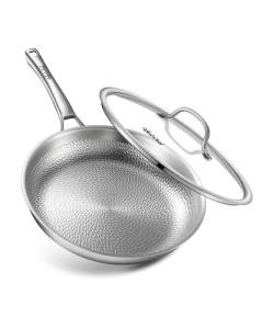 12-Inch Titanium Hammered Frying Pan with Lid