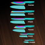 Marco Almond 12-Piece Rainbow Titanium Knife Set