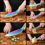 Marco Almond 12-Piece Rainbow Titanium Knife Set