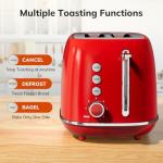 Red Stainless Steel Toaster with Extra Wide Slots