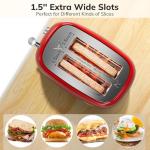 Red Stainless Steel Toaster with Extra Wide Slots