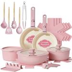 21-Piece Nonstick Ceramic Cookware Set in Pink