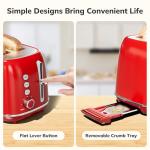 Red Stainless Steel Toaster with Extra Wide Slots