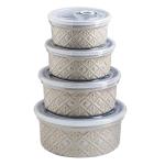 Ceramic Mixing Bowls with Lids - Set of 4