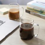 16 oz Clear Borosilicate Glass Coffee Mugs Set