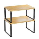 Bamboo Stackable Kitchen Organizer Shelf Set of 2