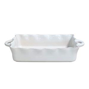 Casafina White Rectangular Ruffled Baker 17.25" x 10.25