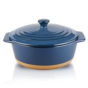 Blue 2 Quart Round Ceramic Casserole Dish Set