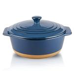 Blue 2 Quart Round Ceramic Casserole Dish Set