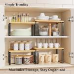 Bamboo Stackable Kitchen Organizer Shelf Set of 2
