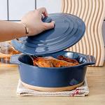 Blue 2 Quart Round Ceramic Casserole Dish Set