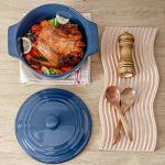 Blue 2 Quart Round Ceramic Casserole Dish Set