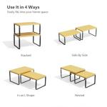 Bamboo Stackable Kitchen Organizer Shelf Set of 2