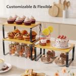 Bamboo Stackable Kitchen Organizer Shelf Set of 2