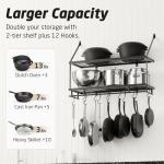 KES 30-Inch Matte Black Pot Rack with Hooks