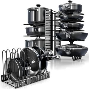 8-Tier Adjustable Pot and Pan Organizer Rack