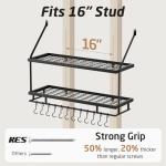 KES 30-Inch Matte Black Pot Rack with Hooks