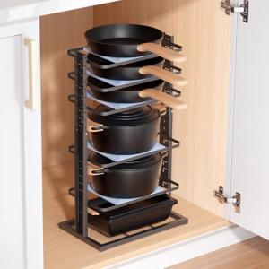 LAMU 6-Tier Adjustable Pots and Pans Organizer