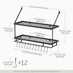 KES 30-Inch Matte Black Pot Rack with Hooks