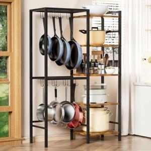 5-Tier Pot and Pan Organizer Rack with Hooks