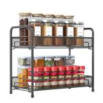 2-Tier Foldable Spice Rack Organizer - Black