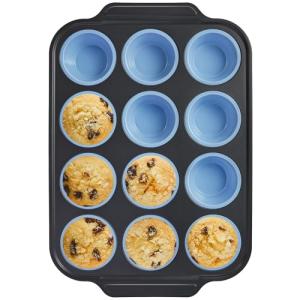 Silicone Muffin Pans with Metal Frame, 12 Cups