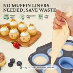 Silicone Muffin Pans with Metal Frame, 12 Cups
