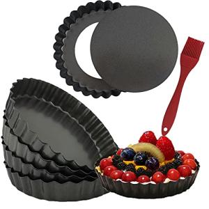 Mini Tart Pans Set with Removable Bottoms - 6 Pack
