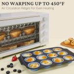 Silicone Muffin Pans with Metal Frame, 12 Cups