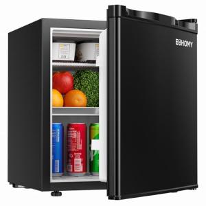 EUHOMY 46L Mini Fridge with Freezer, Black