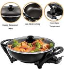 Nonstick Electric Wok with Lid for 6 People