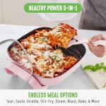 GreenLife 12" 5QT Pink Square Electric Skillet