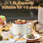 Stariver 1.5L Electric Hot Pot - Mini Noodle Cooker