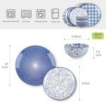 Selamica Vintage Blue Ceramic Dinnerware Set, 12 Pieces