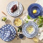 Selamica Vintage Blue Ceramic Dinnerware Set, 12 Pieces