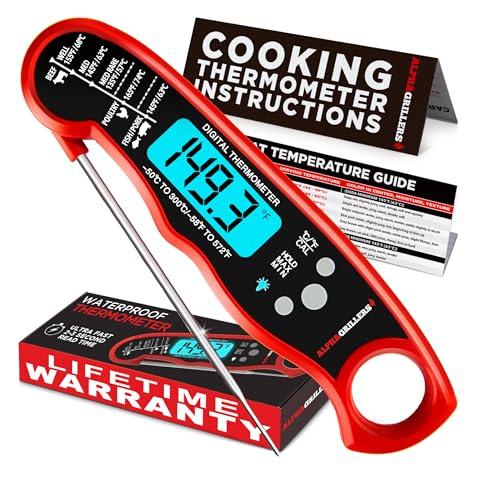 Alpha Grillers Instant Read Meat Thermometer with Chart