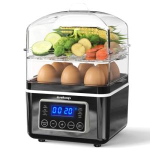 Electric Food Steamer with 2 Tiers and Auto Shut-Off