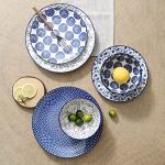 Selamica Vintage Blue Ceramic Dinnerware Set, 12 Pieces