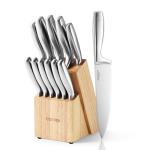 CAROTE 12-Piece Stainless Steel Knife Set with Block