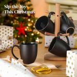 DOWAN Set of 6 Large Black Coffee Mugs